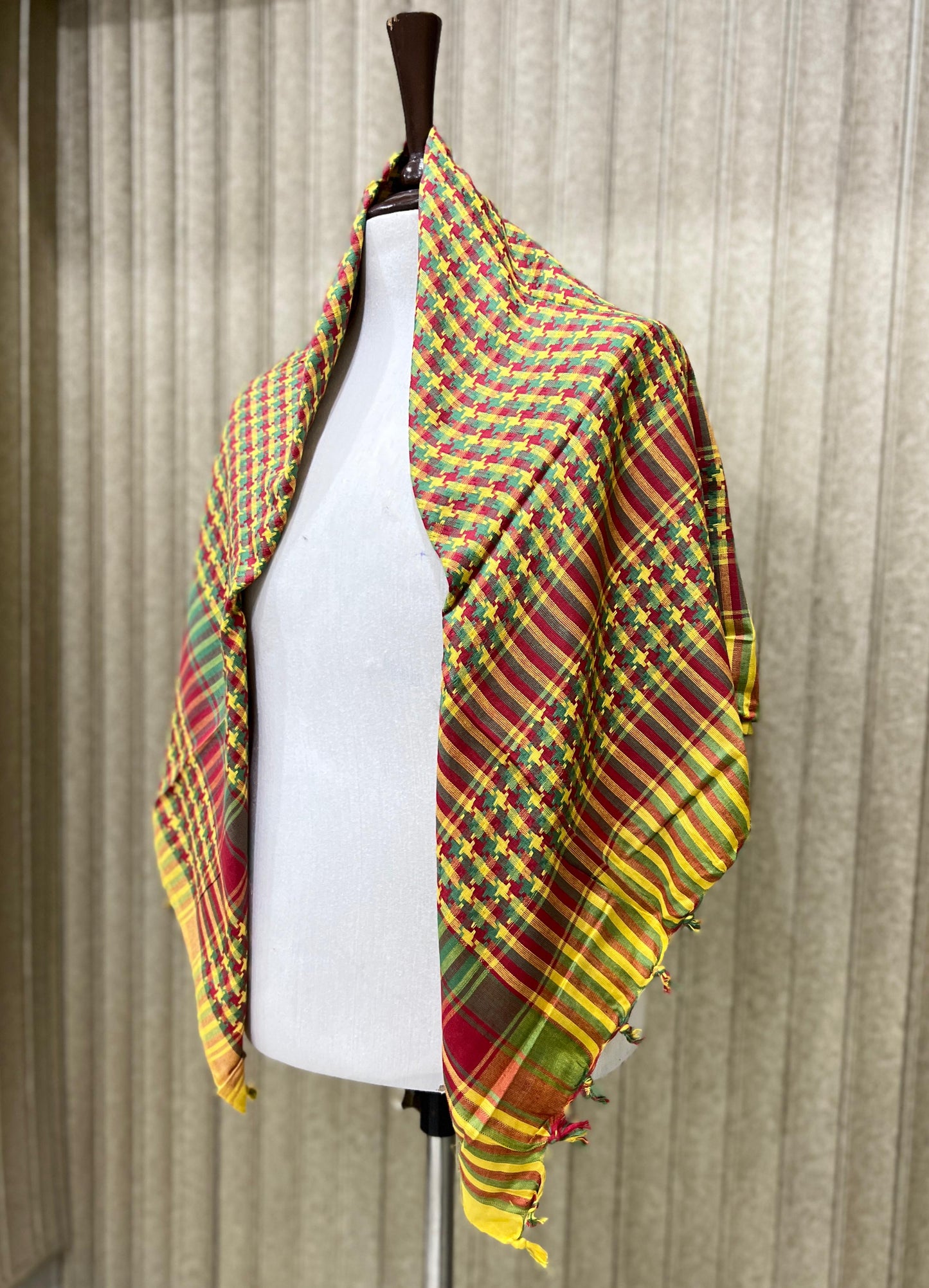 Kufiya/Keffiyeh with Palestine colors &amp; Soft Fabric 127x127 cm