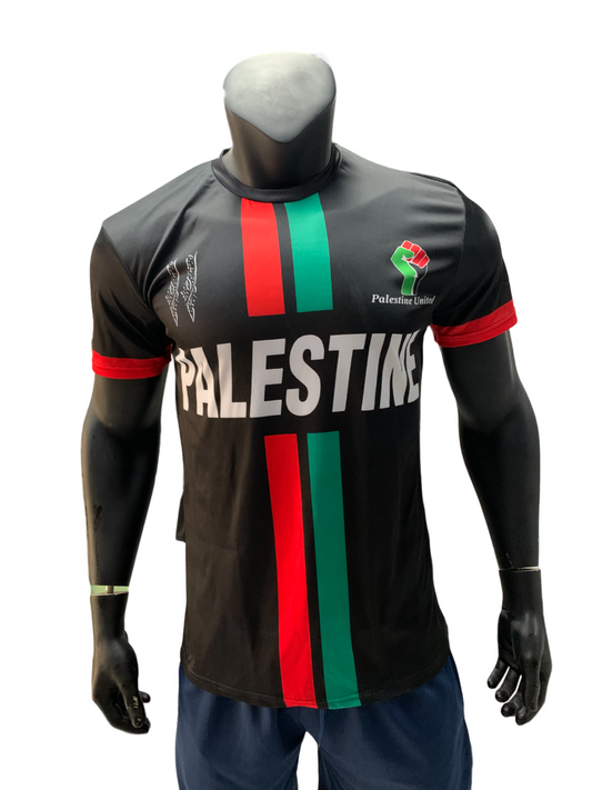 Palestine United Fußball-T-Shirt Unisex Schwarz