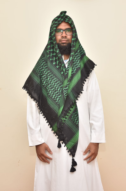 Kufiya/Keffiyeh Zwart/Groen 100% Katoen