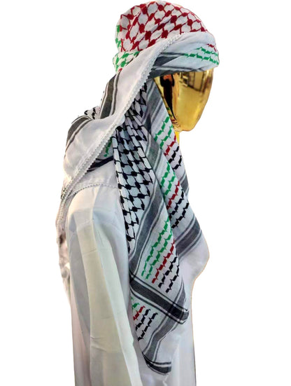 Kufiya/Keffiyeh with Palestine colors 127x127 cm