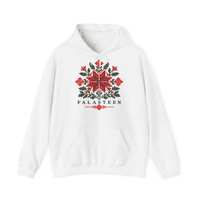 Tatreez Bloom Hoodie in white, front print