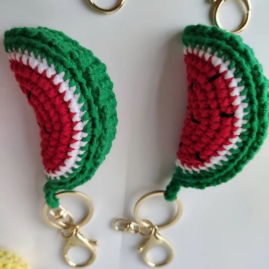 Handmade gebreide watermeloen sleutelhanger