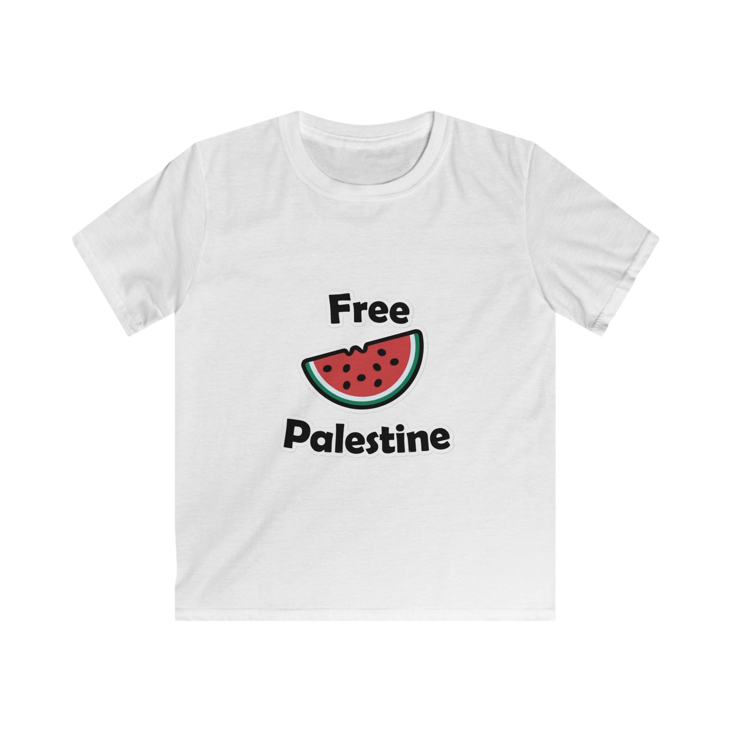 Kids Free Palestine Watermelon Softstyle T-Shirt