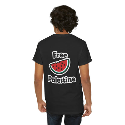 Camiseta de Algodão Pesado Free Palestine Melancia (Impressão nas Costas)