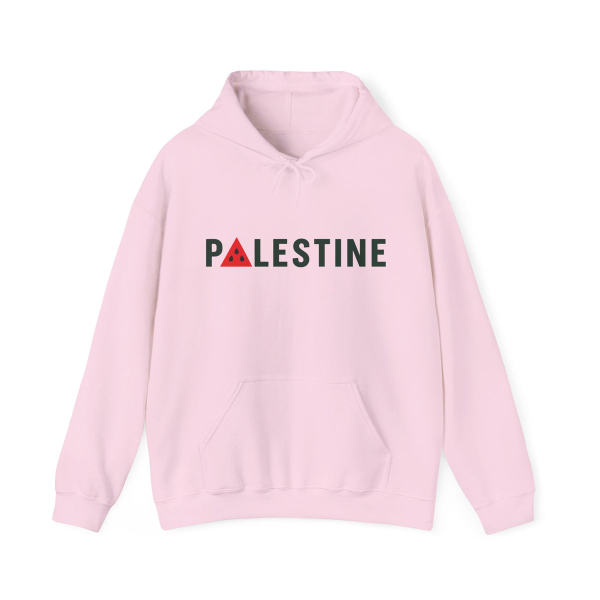 Palestine Watermelon Hoodie in Light Pink, printed front