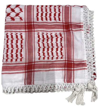 Kufiya/Keffiyeh Red 127x127 cm with Flossing