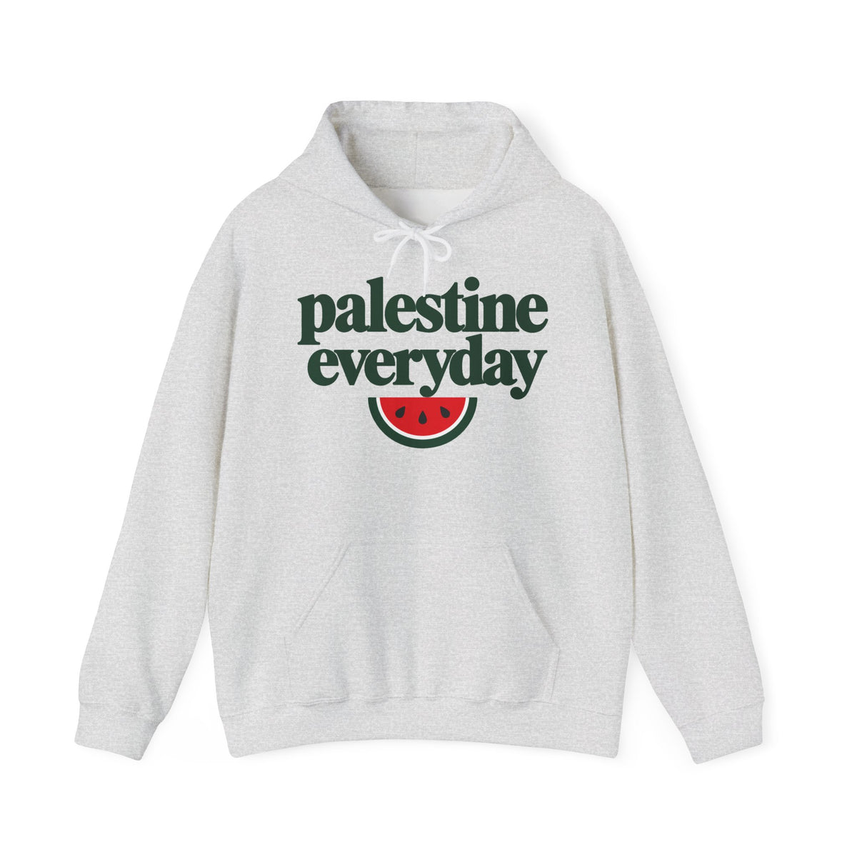 Palestine Everyday Hoodie in Ash, front print