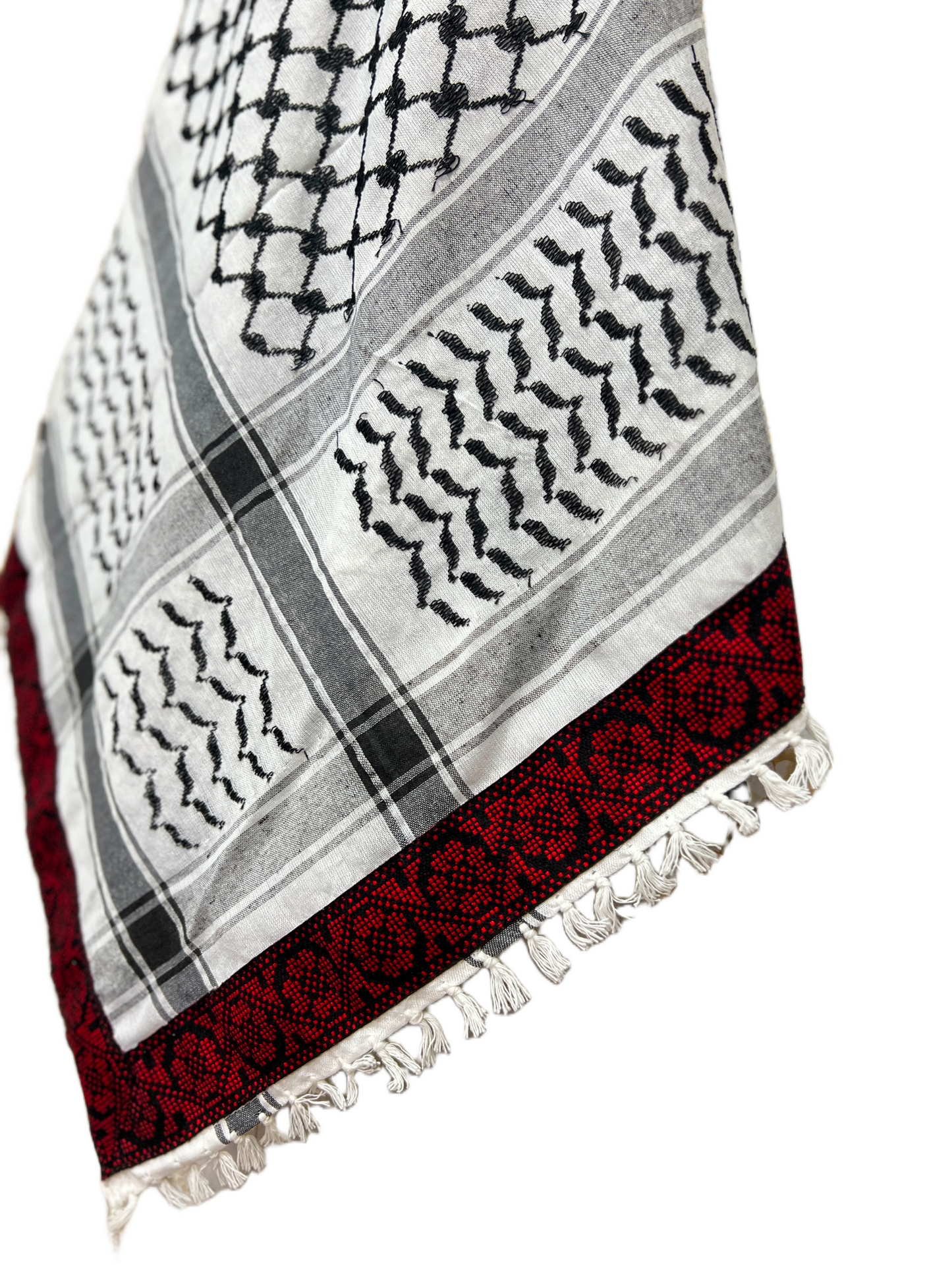 Kufiya/Keffiyeh med Blødt Stof Sort-Hvid 127x127 cm