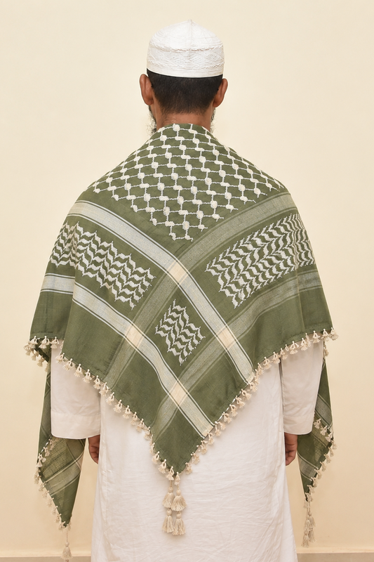 Kufiya/Keffiyeh Olive Green 100% Cotton