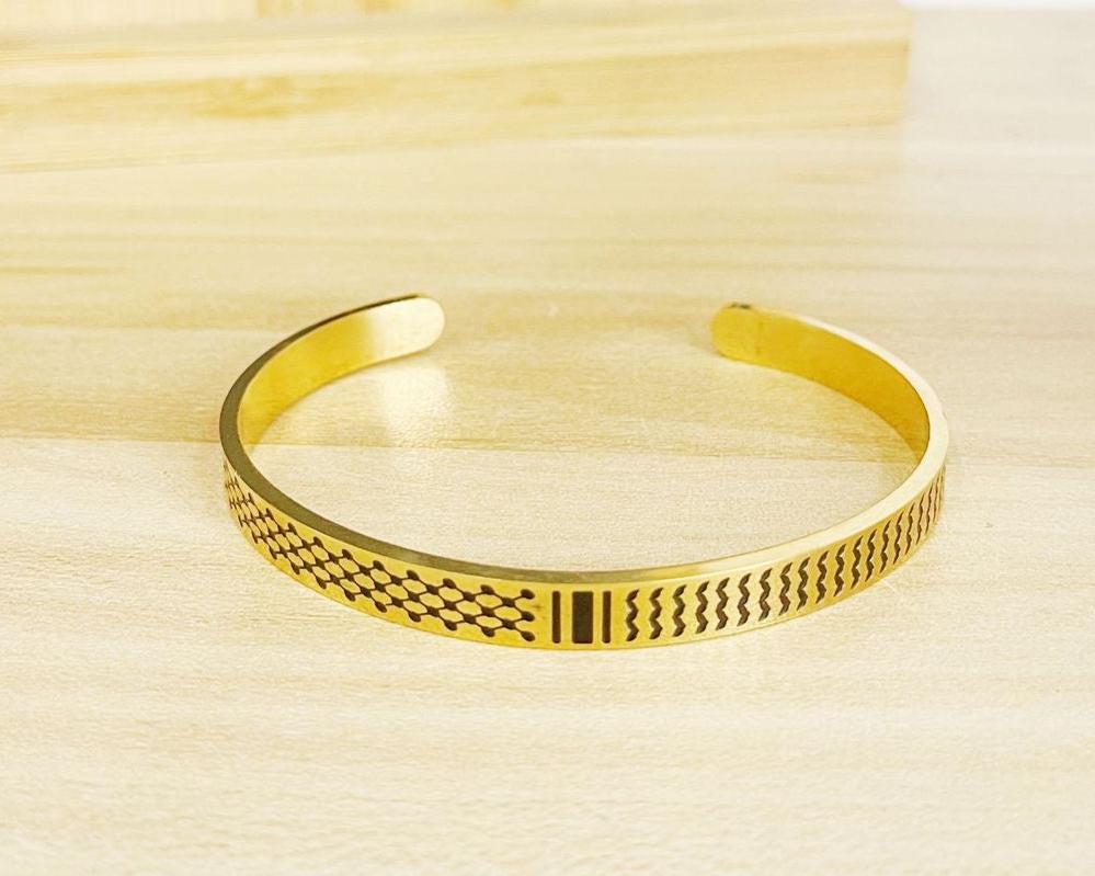 Palestine Bracelet with Keffiyeh Pattern Gold/Silver