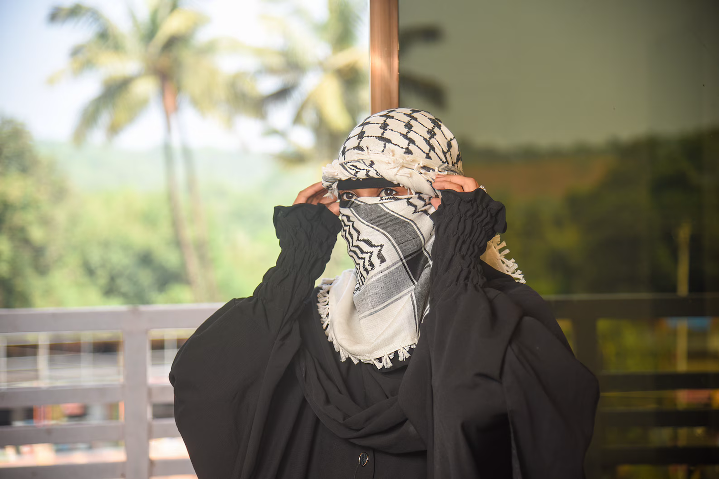 Kufiya/Keffiyeh Zwart/Wit 100% Katoen