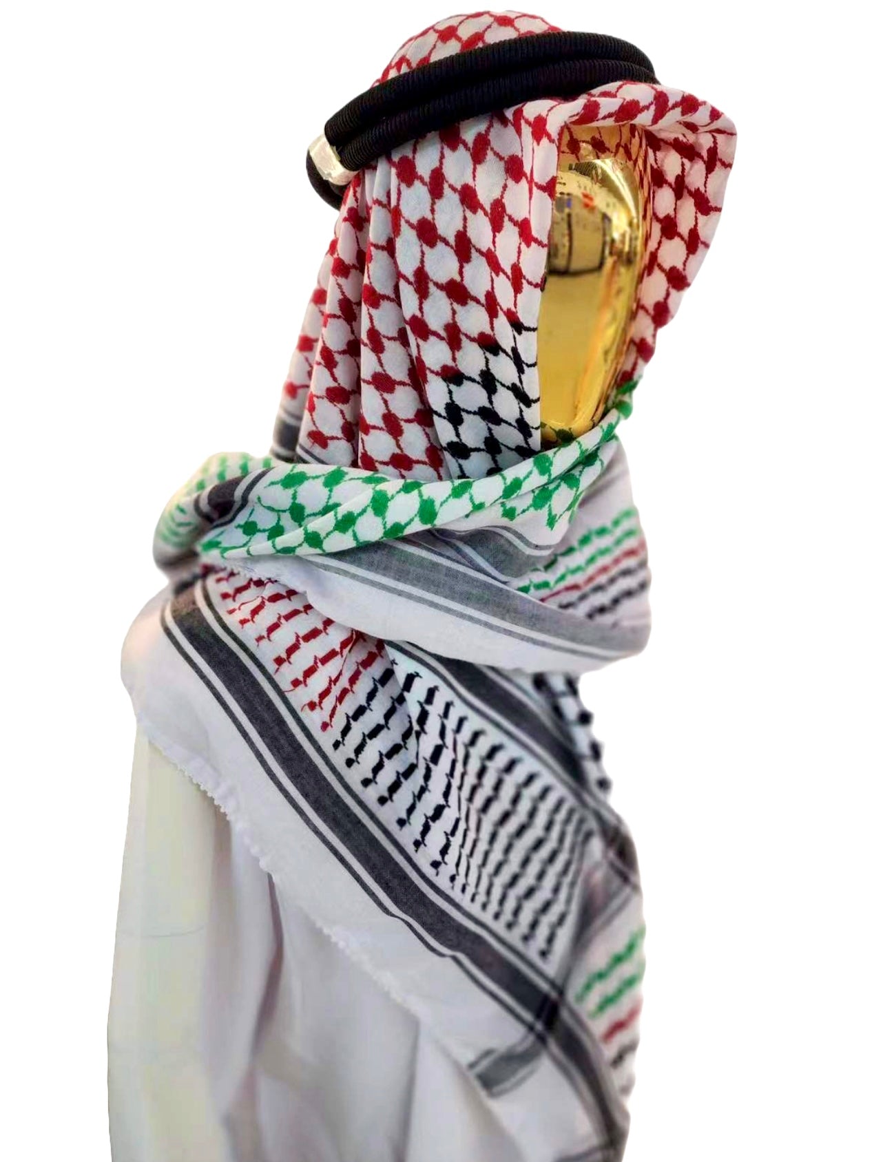 Kufiya/Keffiyeh mit Palästina-Farben 127x127 cm