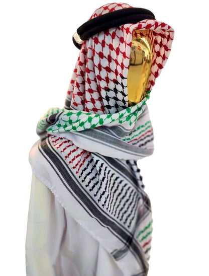 Kufiya/Keffiyeh con colores de Palestina 127x127 cm