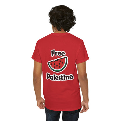 Camiseta de Algodão Pesado Free Palestine Melancia (Impressão nas Costas)