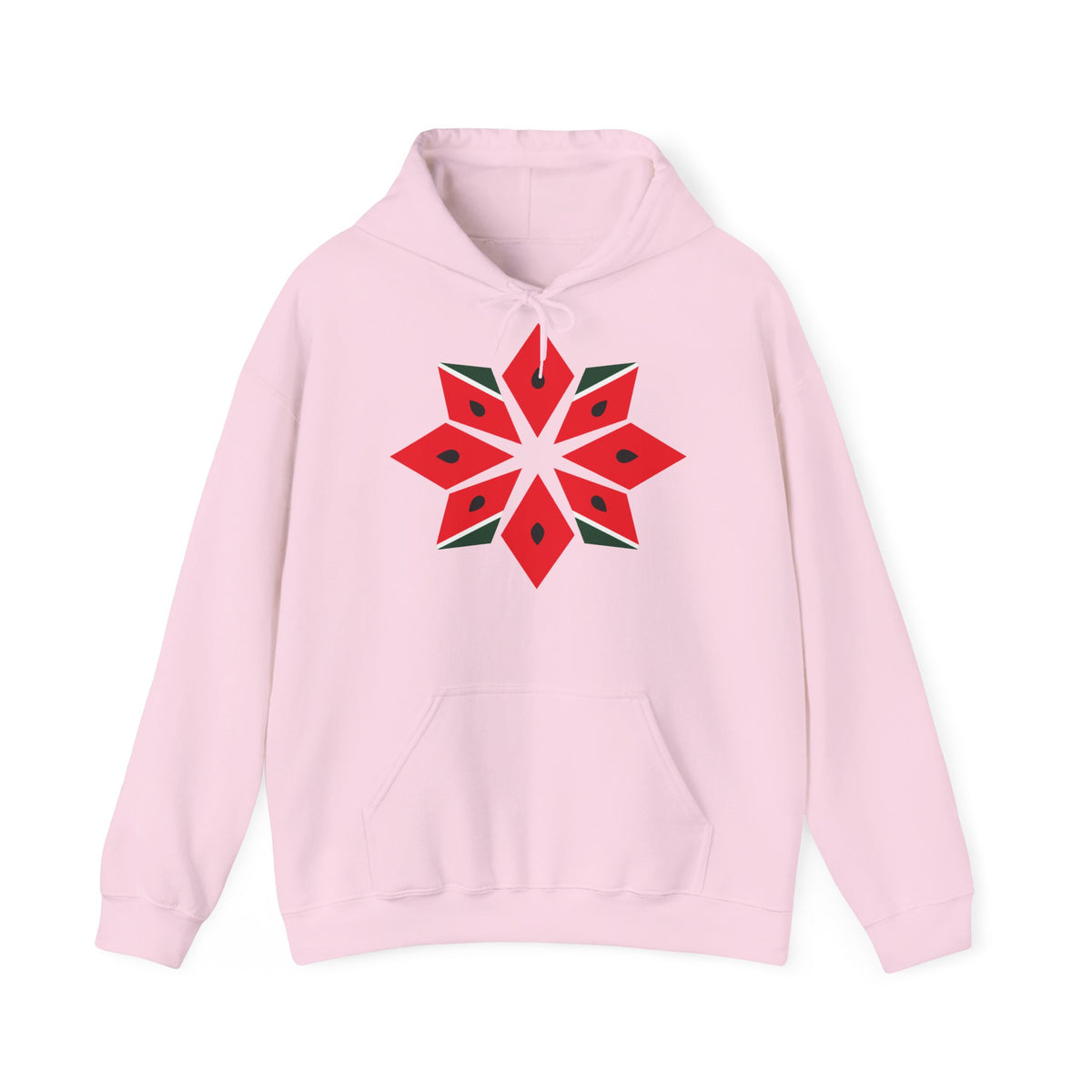 Melon Tatreez Hoodie in Light Pink, front with print