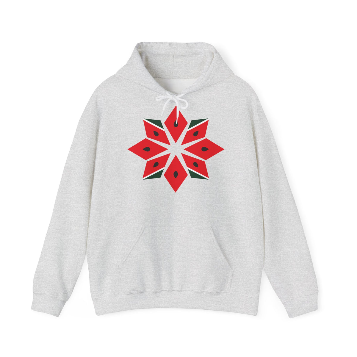 Melon Tatreez Hoodie in Ash, printed front
