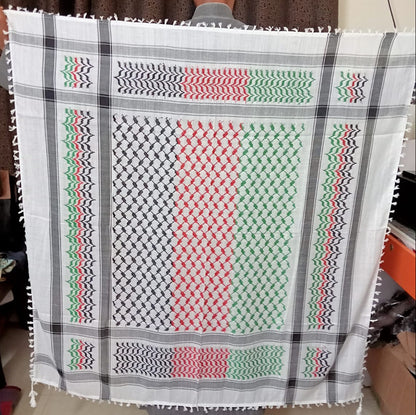 Kufiya/Keffiyeh Black/White/Red/Green 100% Cotton
