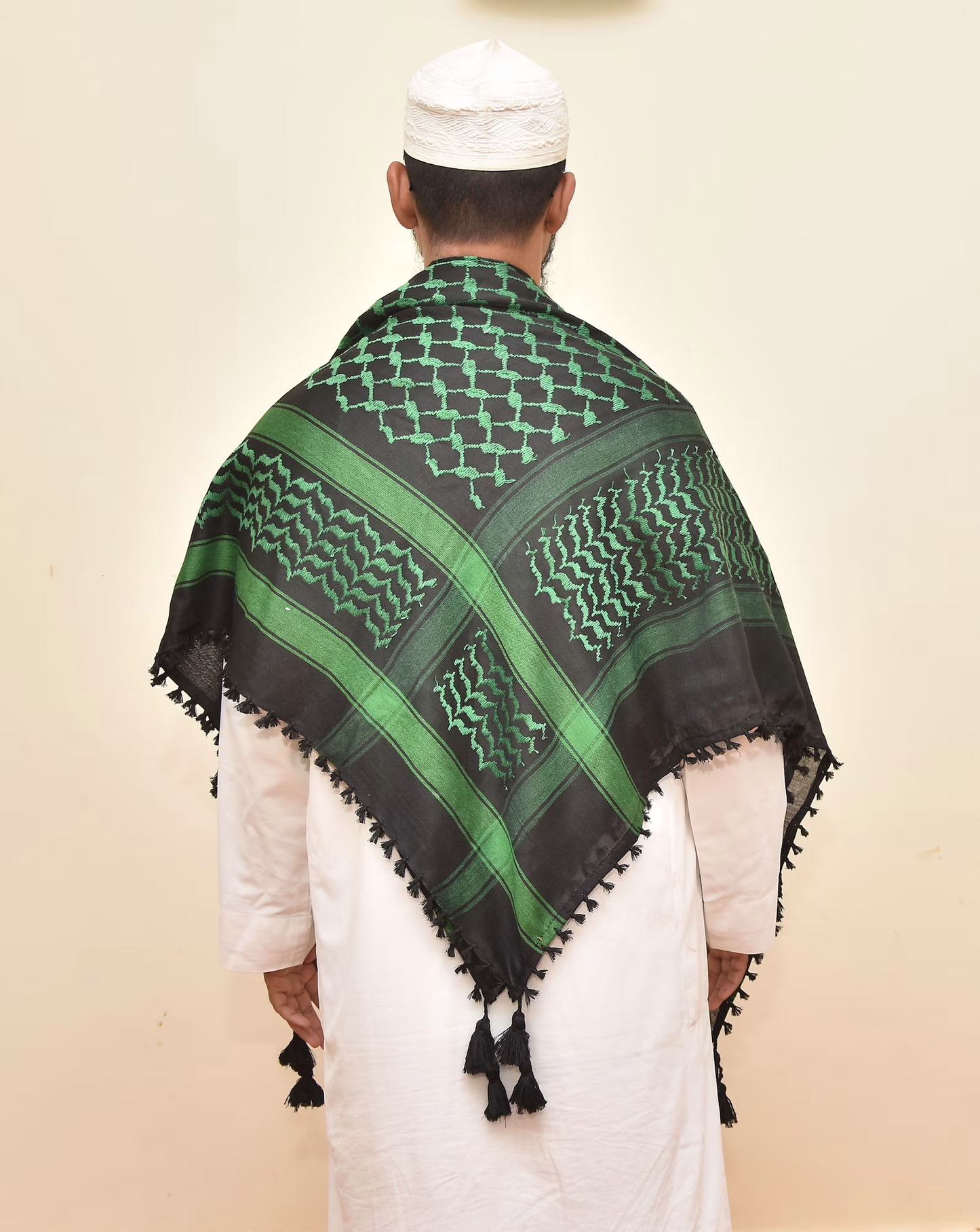 Kufiya/Keffiyeh Zwart/Groen 100% Katoen