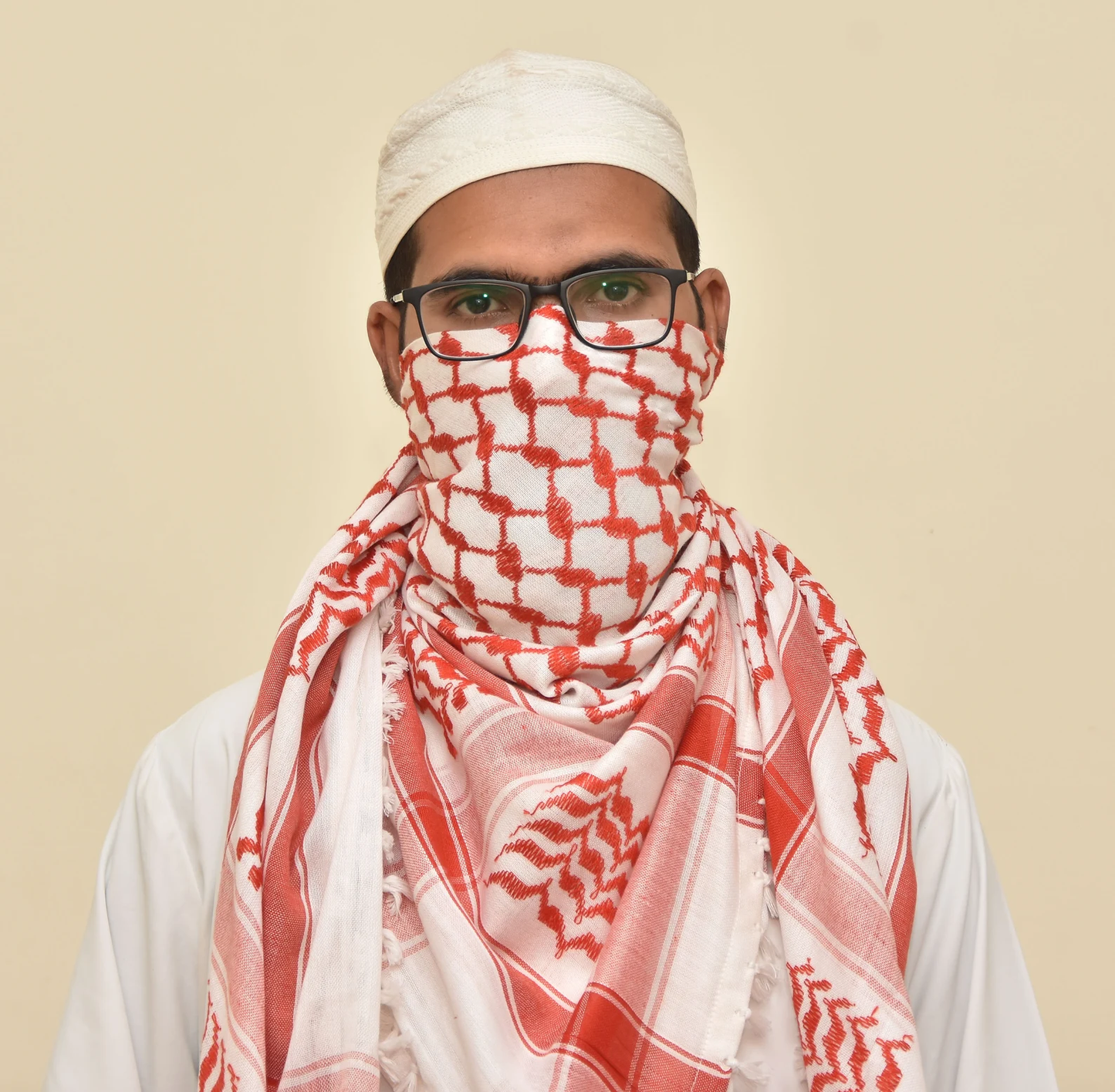 Kufiya/Keffiyeh Rot 100 % Baumwolle
