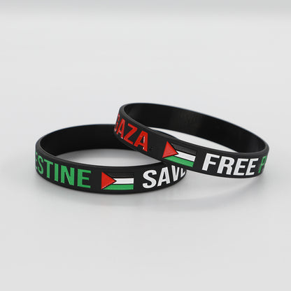 FREE Palestina, Salva Gaza Pulsera Negra/Blanca