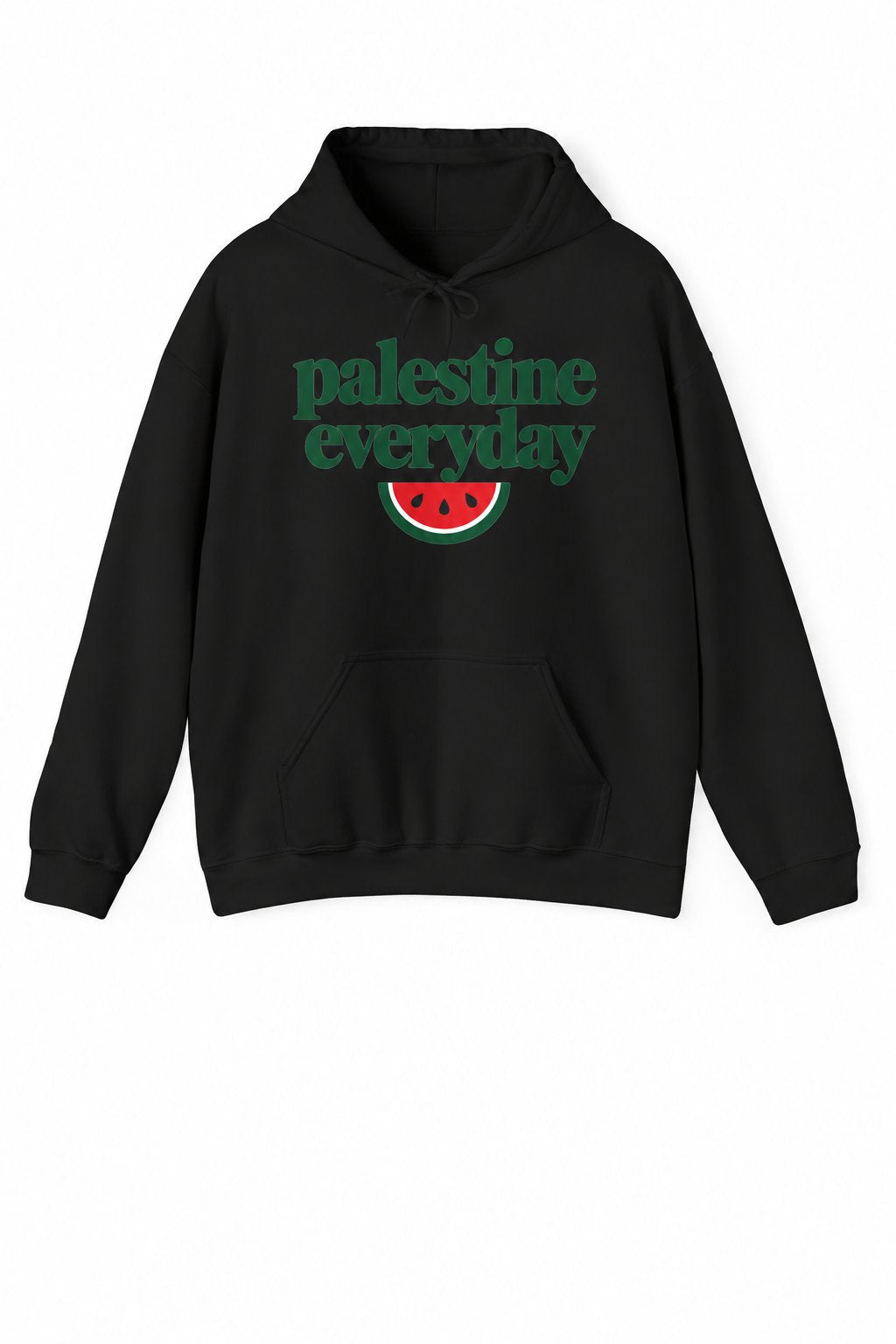 Palestine Everyday Hoodie in black, with front print