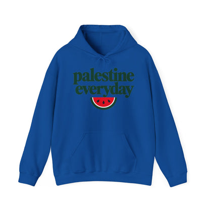 Palestine Everyday Hoodie in Royal Blue, front with print