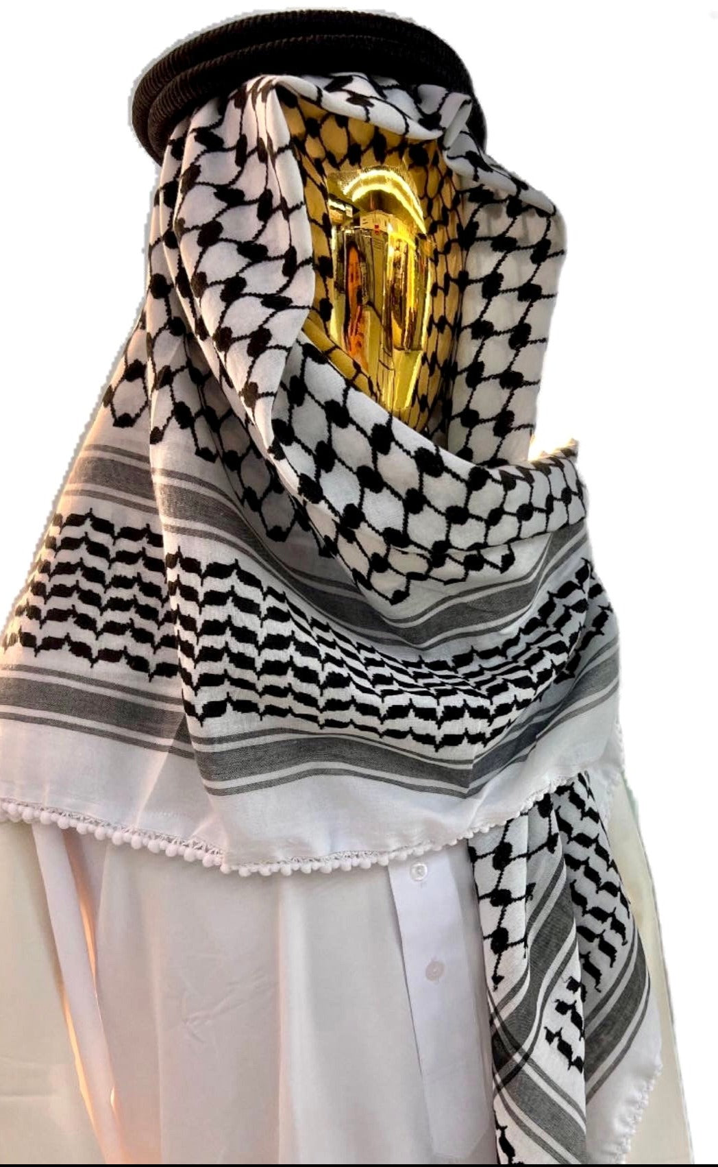 Kufiya/Keffiyeh Zwart-Wit 127x127 cm