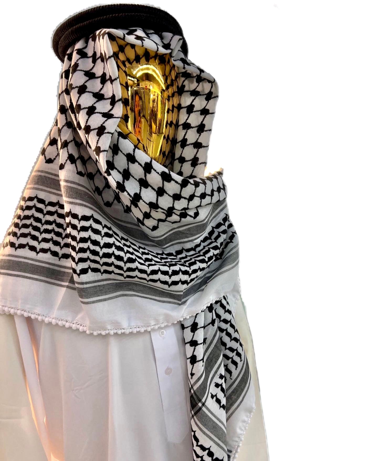 Kufiya/Keffiyeh Svart-Vit 127x127 cm + Palestina flagga 90x150 cm Combi Deal