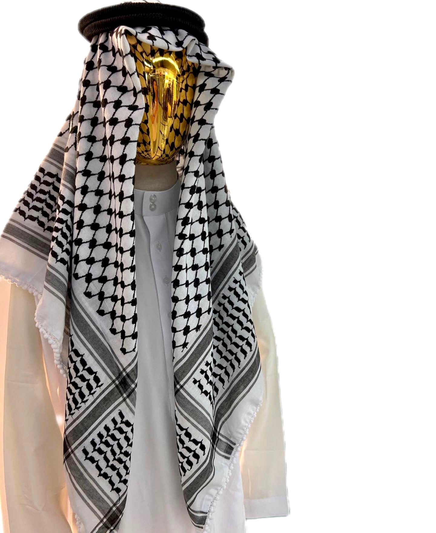 Kufiya/Keffiyeh Negro-Blanco 127x127 cm + Bandera de Palestina 90x150 cm Oferta Combinada