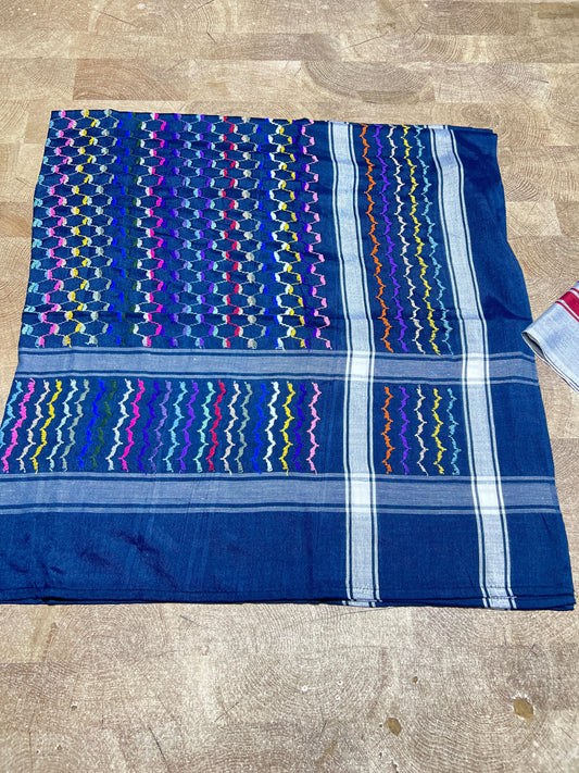 Kufiya/Keffiyeh Blue Rainbow 100% Cotton