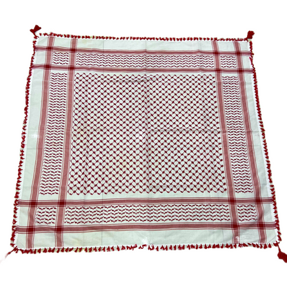 Kufiya/Keffiyeh Rojo con Flecos Rojos 100% Algodón