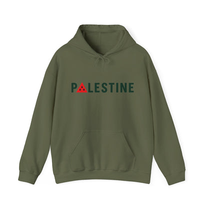 Palestine Watermelon Hoodie in Military Green, front print