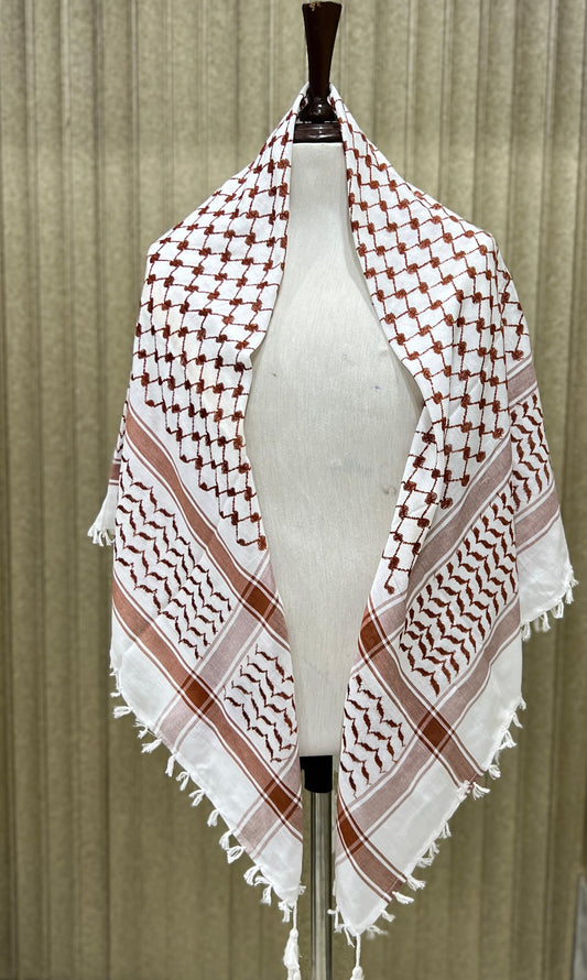 Kufiya/Keffiyeh with Floss Red 127x127 cm + Palestine flag 90x150 cm Combi Deal