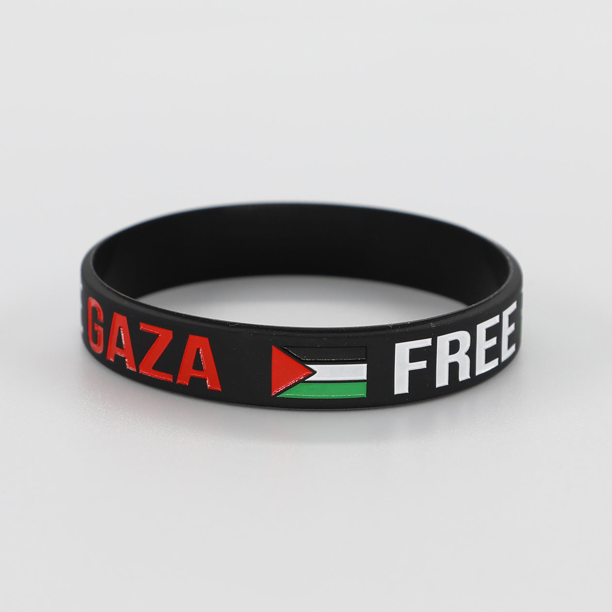 FREE Palestine, Save Gaza Armband Zwart/Wit