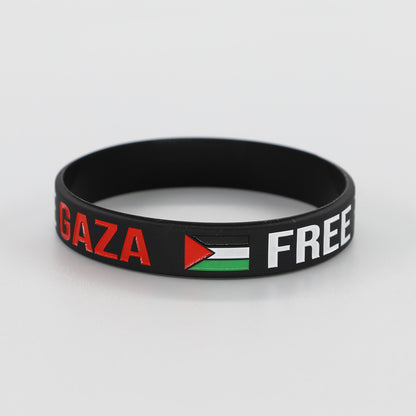 FREE Palestine, Save Gaza Bracelet Black/White