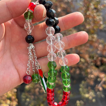 Tasbih/Sibha mit Palästinafarben 33/99 Perlen