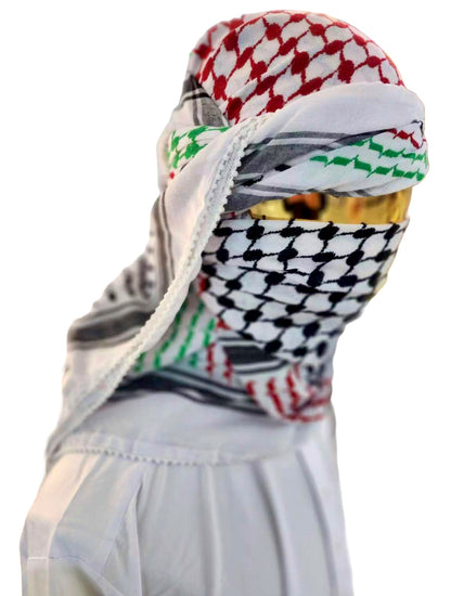 Kufiya/Keffiyeh with Palestine colors 127x127 cm