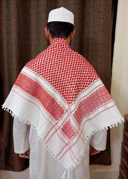 Kufiya/Keffiyeh Vermelho/Branco 100% Algodão Premium