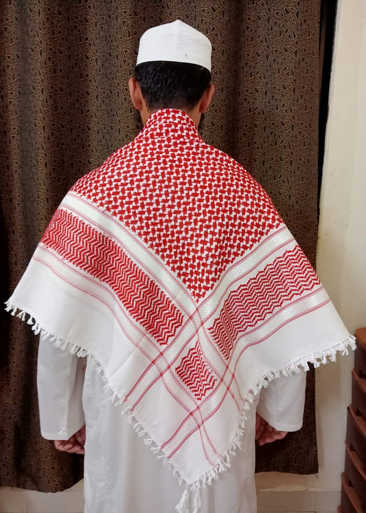 Kufiya/Keffiyeh Red/White 100% Premium Cotton