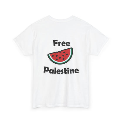 Camiseta de Algodão Pesado Free Palestine Melancia (Impressão nas Costas)