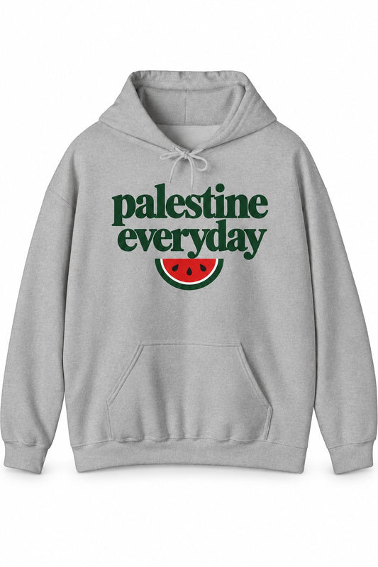 Palestine Everyday Hoodie in Sport Grey, front print