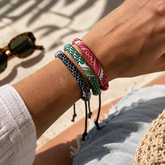 Pulseira Keffiyeh Vermelho/Verde/Preto
