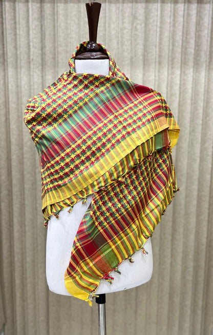 Kufiya/Keffiyeh with Palestine colors &amp; Soft Fabric 127x127 cm