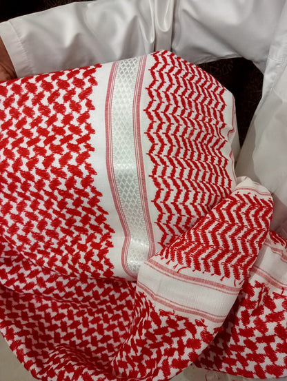 Kufiya/Keffiyeh Red/White 100% Premium Cotton