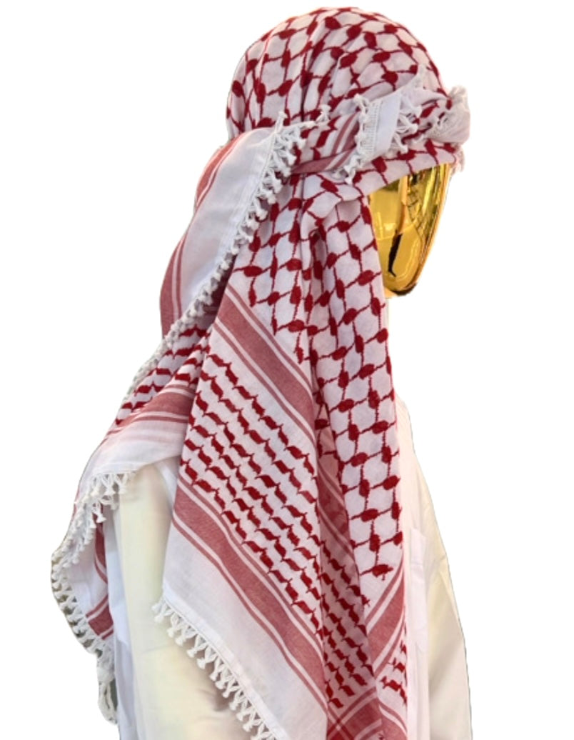 Kufiya/Keffiyeh Red 127x127 cm with Flossing