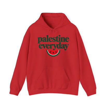 Palestine Everyday Hoodie in red, printed front