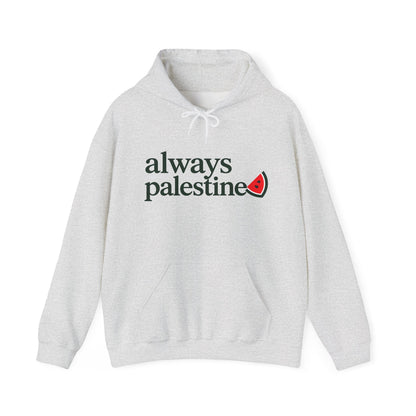 Always Palestine Hoodie in Ash, Vorderseite mit Print