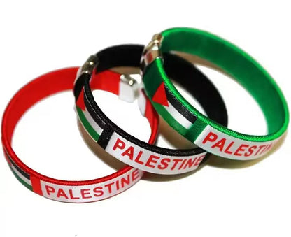 Palestine Bracelet with Red Text Black/Red/Green