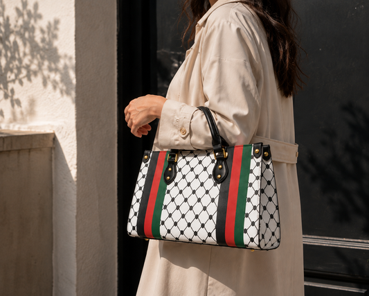Borsa Keffiyeh – Nero/Bianco Con Colori Palestinesi