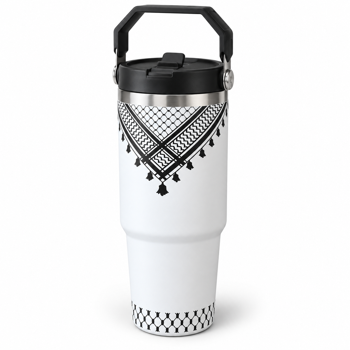 Keffiyeh-mønster termoflaske med hank – 887 ml
